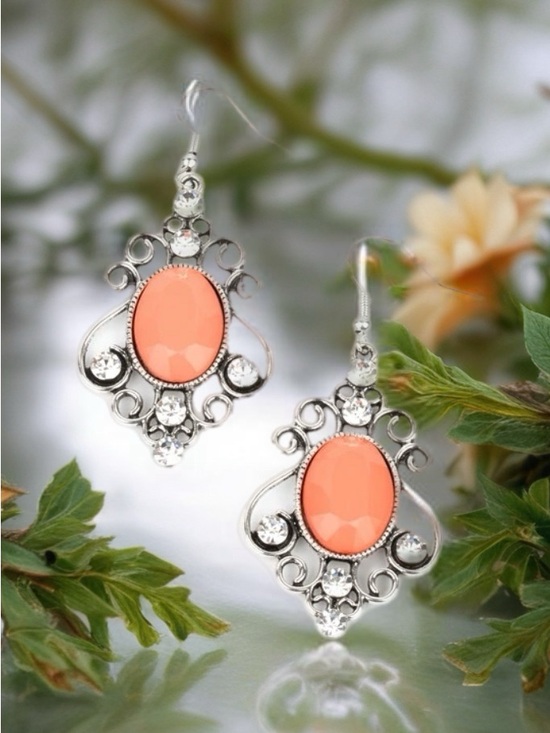 paparazzi Jewelry - paparazzi Coral Teardrop Filigree Earrings in Peach